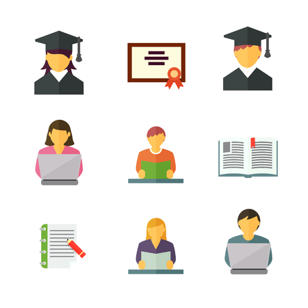 Management and human resources flat icons set. Business persons,のイラスト素材