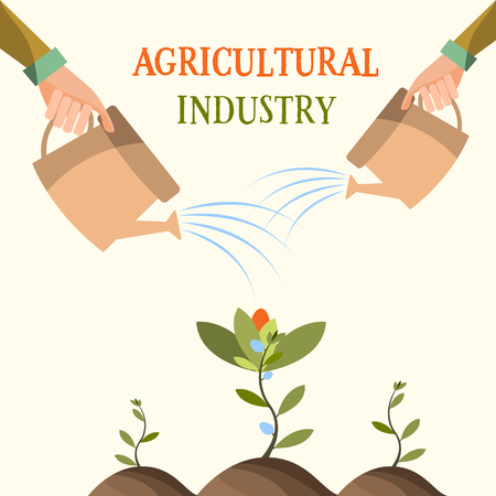 Growing flowers , Agriculture farming.The background process . Vector illustrationのイラスト素材