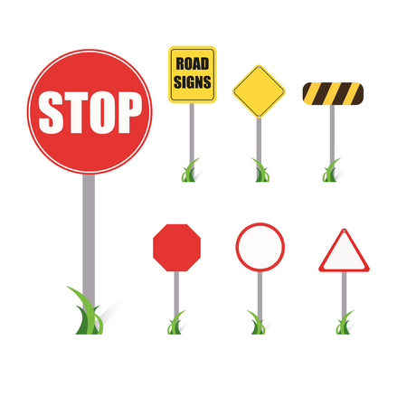 Set of road signs , stop, home  vector illustrationのイラスト素材
