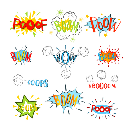 Comic speech bubbles set. Design cartoon, graphic communication, vectorのイラスト素材