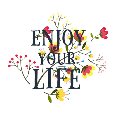 Enjoy your life poster lettering, vector illustrationのイラスト素材