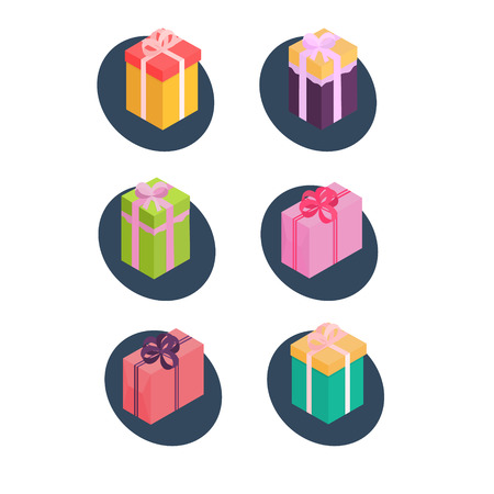 Box gift set , isometric style . vector illustrationのイラスト素材