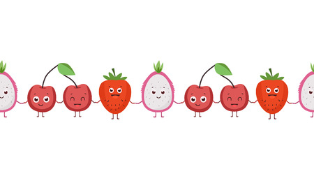Funny fruit seamless pattern. Beautiful fruit. Vector illustrationのイラスト素材