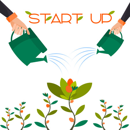 Start-up in the form of a flower attachment profit expectation. Vectorのイラスト素材