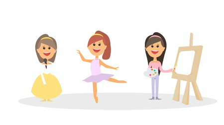 Children s classes, ballet, dance, art Children characters Vector illustrationのイラスト素材