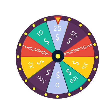 Fortune wheel in flat style. Game money, winner play luck. Vector illustrationのイラスト素材