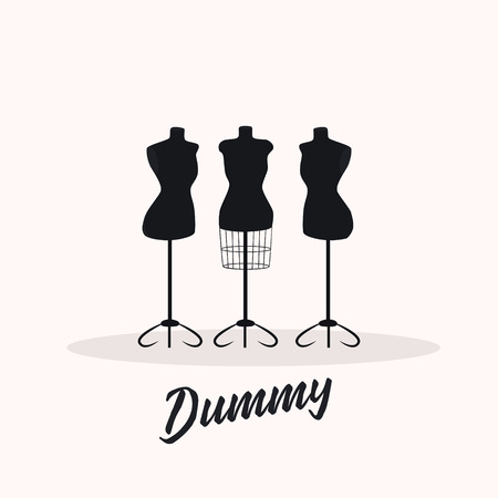 Female body vintage mannequin set. . vector illustrationのイラスト素材