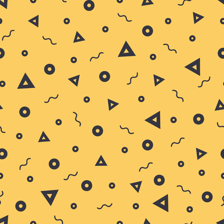 Geometric Vector pattern with black and white. Form a triangle, a line, a circle. Hipster fashion Memphis style.のイラスト素材