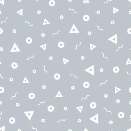 Geometric Vector pattern with black and white. Form a triangle, a line, a circle. Hipster fashion Memphis style.のイラスト素材