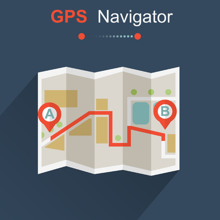 Flat , GPS background style . Navigator map  Vector illustrationのイラスト素材
