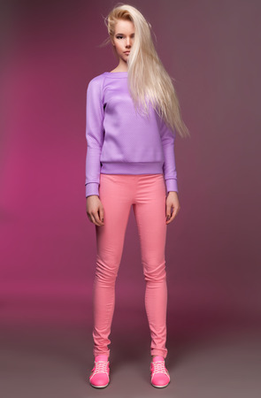 Young beautiful girl   more outfits in photo setの写真素材