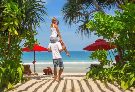 Happy couple on the sand Thailand beachの写真素材