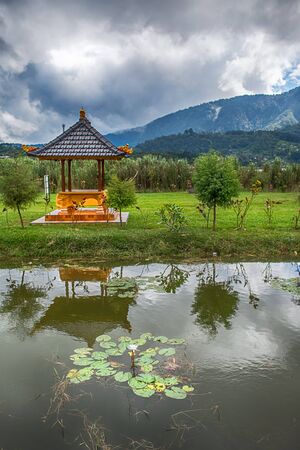 Pura Ulun Danu Bratan, Hindu temple on Bratan lake, Bali, Indonesiaの写真素材