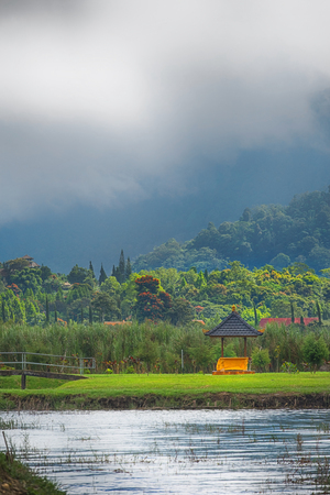 Pura Ulun Danu Bratan, Hindu temple on Bratan lake, Bali, Indonesiaの写真素材
