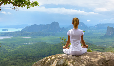 serenity and yoga practicing meditationの写真素材