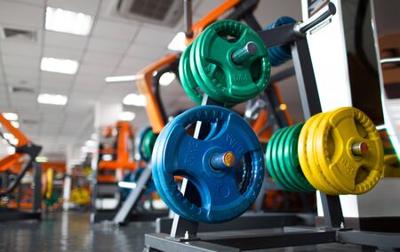 GYM interior with equipmentの写真素材
