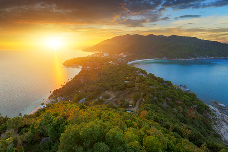 Sunset on the Koh Phangan island,Thailandの写真素材