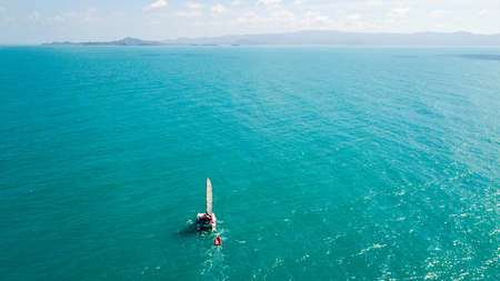 Yacht sailing around islands of Thailand