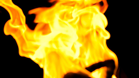 Camping fire burning in the night