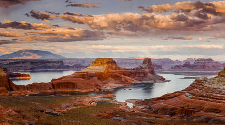 Lake Powell-the second largest man-made lake in the United States is the playground for Page, Arizona, and nearly three million visitors annually の写真素材