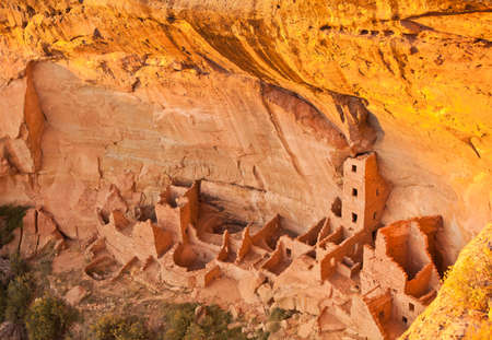The cliff dwellings of Mesa Verde are some of the most notable and best preserved in the North American Continent. Mesa Verde National park, Colorado, USAの写真素材