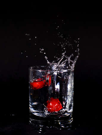 Splashing transparent liquid in a glass