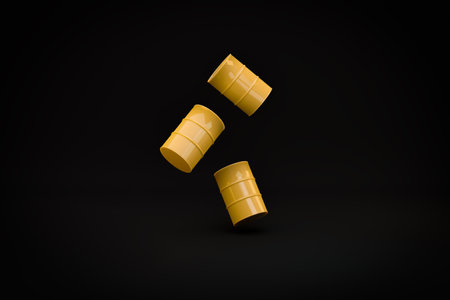 Oil barrels, natural resources stock market concept. Falling prices, rising oil prices during military conflicts 3d renderingの写真素材