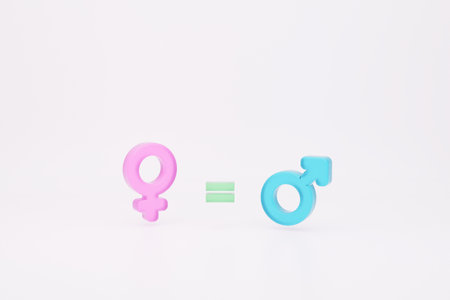 Women equality day. Male And Female venus and mars symbols 3d renderingの写真素材