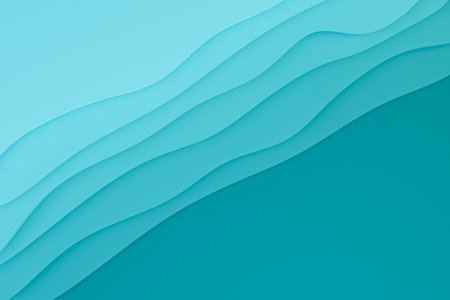 Papercut waves 8 june ocean day concept. Abstract minimal walls scene and shadow. 3d rendering backgroundの写真素材