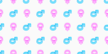 seamless Venus and Mars sex symbols isometric texture pattern, Women equality day concept. 3d...