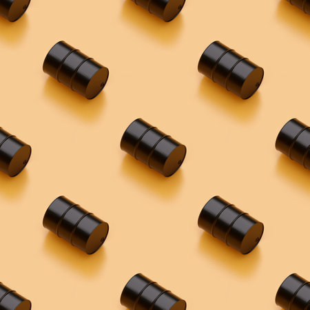 seamless texture of Petrol Oil barrels. Falling prices, rising oil prices during military conflicts 3d renderingの写真素材