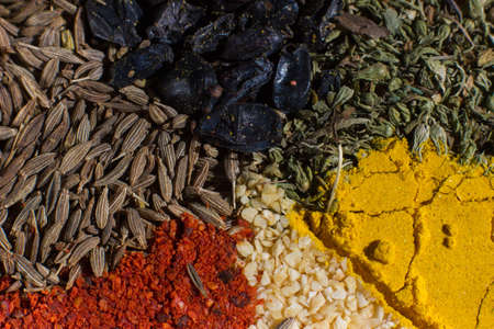 Colorful macro spices set with different spices