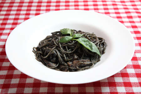 squid ink pastaの写真素材