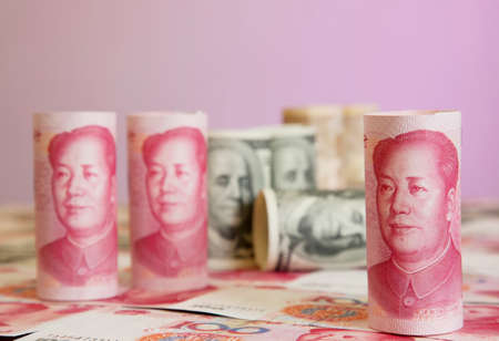 US dollar and CNYの写真素材