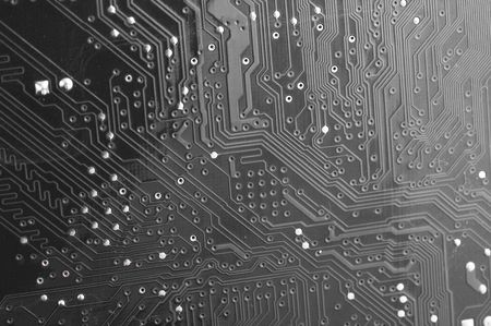 macro of black and white circuit board