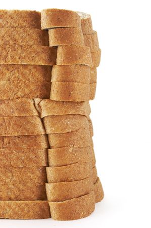 a close up macro of stacked wheat bread