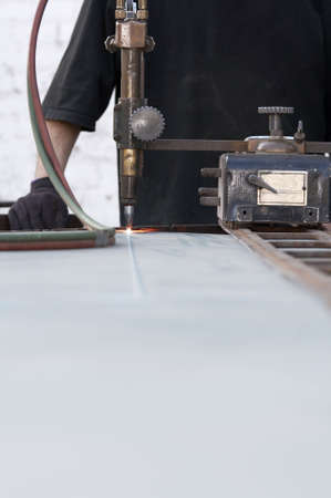 a close up of track torch burning steelの写真素材