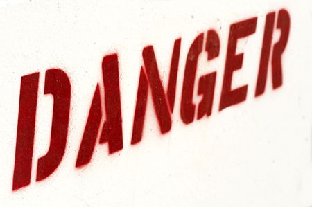 a close up picture of danger signの写真素材