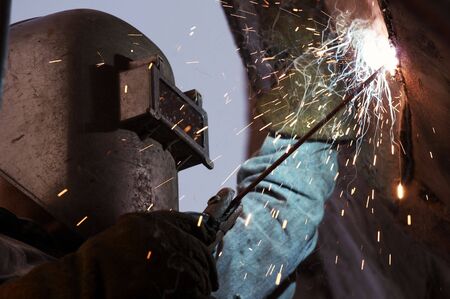 a arc welder busy at workの写真素材