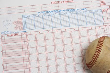 a picture of a ball on a scorebookの写真素材