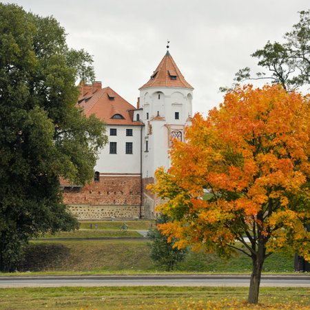 Medieval Mirsky Castle Complex. Autumn. Belarus.のeditorial素材