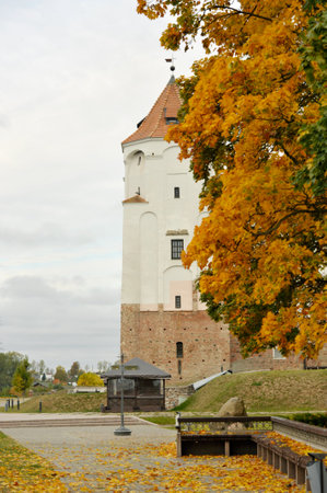 Medieval Mirsky Castle Complex. Autumn. Belarus.のeditorial素材