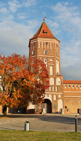 Medieval Mirsky Castle Complex. Autumn. Belarus.のeditorial素材