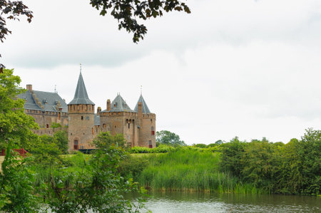 Medieval castle in Muiden near Amsterdam - Netherlands - architecture background, outdoors.のeditorial素材