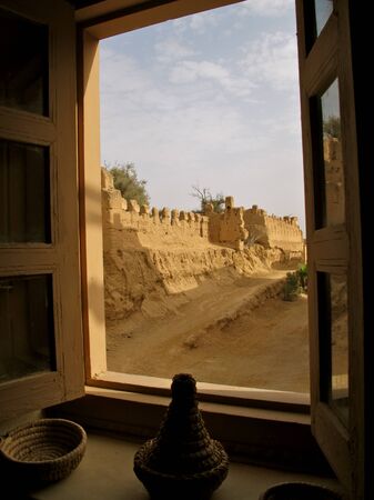 Window in city wallsの写真素材