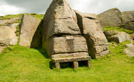 An old stone seat in the peak distictの写真素材