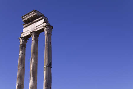 Three columns of the Roman Forum, Rome, Italyの写真素材