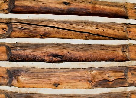 Good detail of a 19th century log wall in Frisco, Colorado.の写真素材