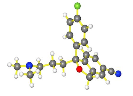 Molecular model of escitalopramの写真素材