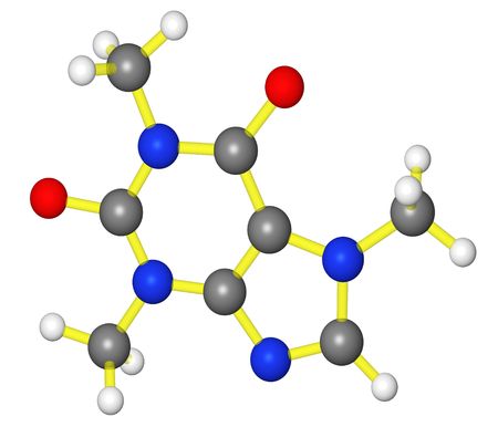 Molecular model of caffeineの写真素材